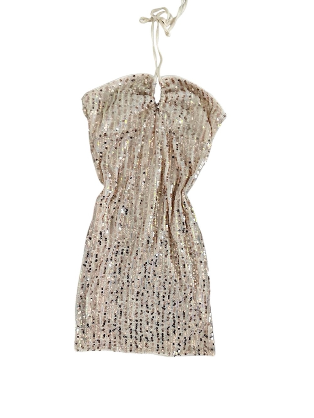 NEW Sequin Halter  Cocktail Dress in Champagne small